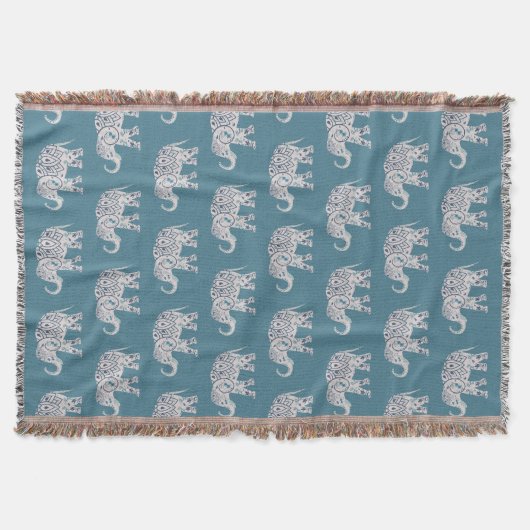 Tief Aquamariner Elephant Throw Decke (Vorderseite)