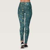 Tief aquamariner Nachthimmel Himmelsgoldenstern Leggings (Rückseite)
