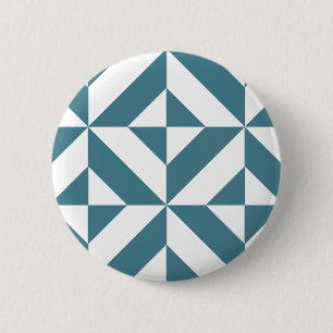 Tief Aquamarines Green Geometric Deko Cube Pattern Button
