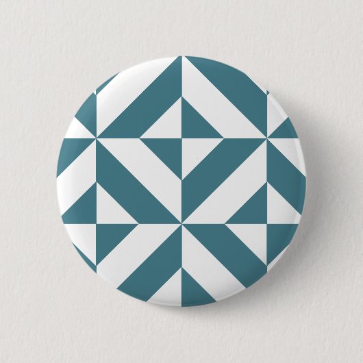 Tief Aquamarines Green Geometric Deko Cube Pattern Button (Vorderseite)