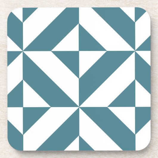 Tief Aquamarines Green Geometric Deko Cube Pattern Getränkeuntersetzer (Vorderseite)