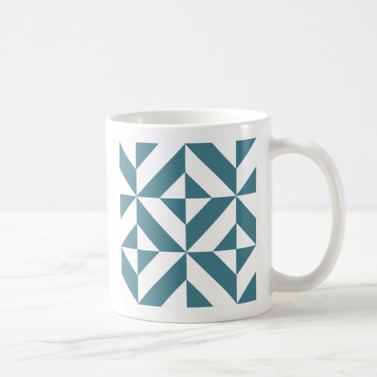 Tief Aquamarines Green Geometric Deko Cube Pattern Kaffeetasse (Rechts)