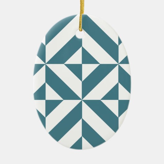 Tief Aquamarines Green Geometric Deko Cube Pattern Keramikornament (Vorne)