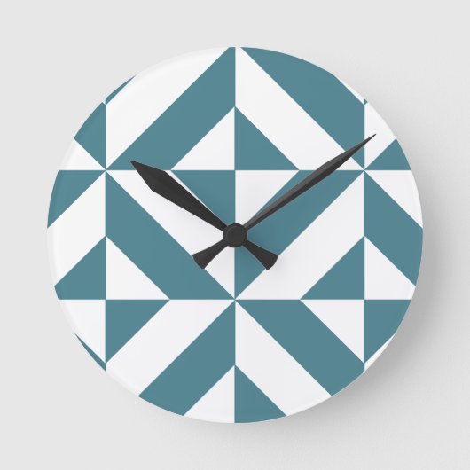 Tief Aquamarines Green Geometric Deko Cube Pattern Runde Wanduhr (Vorderseite)