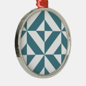 Tief Aquamarines Green Geometric Deko Cube Pattern Silbernes Ornament (Rechts)