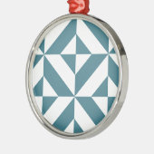 Tief Aquamarines Green Geometric Deko Cube Pattern Silbernes Ornament (Links)