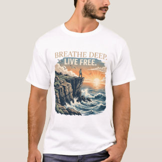 Tief atmen, frei leben - Grafik Ocean Cliff Abente T-Shirt