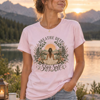 Tief atmen, sanft bleiben | Achtsamkeit Botanik T-Shirt