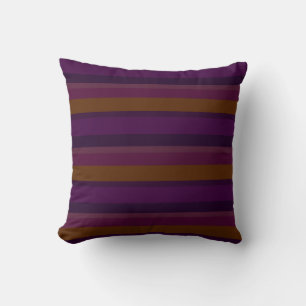Tief Aubergine & Senf Horizontale Streifen Kissen