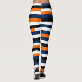 Tief blau, gelb, ocker, schwarz und weiß Streifen Leggings (Rückseite)