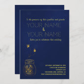 Tief blau und goldglänzend Einladung Hochzeit (Vorne/Hinten)