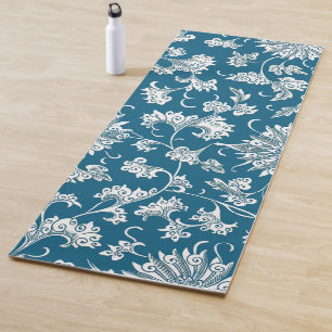 Tief Blau und Weiß Vintage Fantasie Yogamatte
