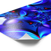 TIEF BLAUE ABSTRAKTE FRAKTALE GEOMETRISCHE DIGITAL FOTODRUCK (Ecke)