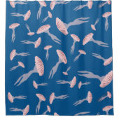 Tief blaue Meeresquallen-Muster Duschvorhang (Vorderseite)