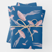 Tief blaue Meeresquallen-Muster Geschenkpapier Set (Beispiel)