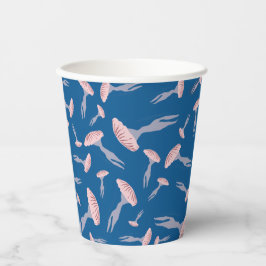 Tief blaue Meeresquallen-Muster Pappbecher