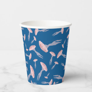 Tief blaue Meeresquallen-Muster Pappbecher