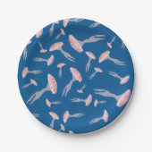 Tief blaue Meeresquallen-Muster Pappteller (Vorderseite)