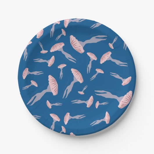 Tief blaue Meeresquallen-Muster Pappteller (Vorderseite)