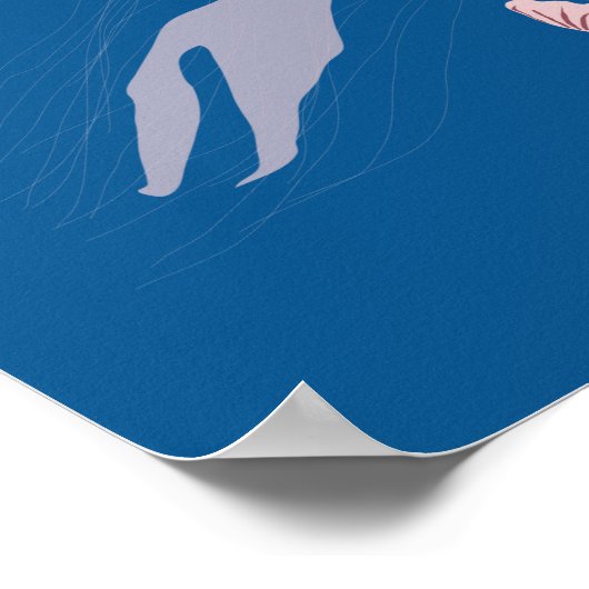 Tief blaue Meeresquallen-Muster Poster (Ecke)