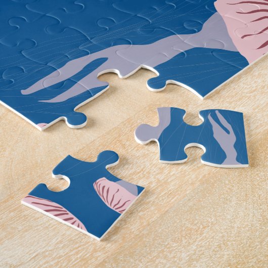 Tief blaue Meeresquallen-Muster Puzzle (Seite)