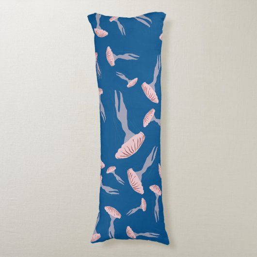 Tief blaue Meeresquallen-Muster Seitenschläferkissen (Vorderseite Vertikal)