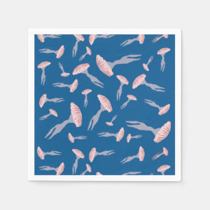 Tief blaue Meeresquallen-Muster Serviette