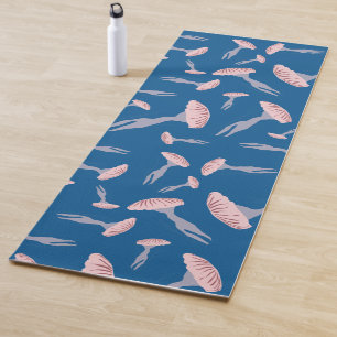 Tief blaue Meeresquallen-Muster Yogamatte