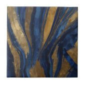 Tief blaue und goldene Keramik Tile Fliese (Vorderseite)