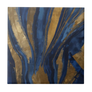 Tief blaue und goldene Keramik Tile Fliese