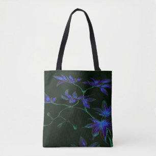 Tief blaue und grüne japanische Blumenkähne Tasche