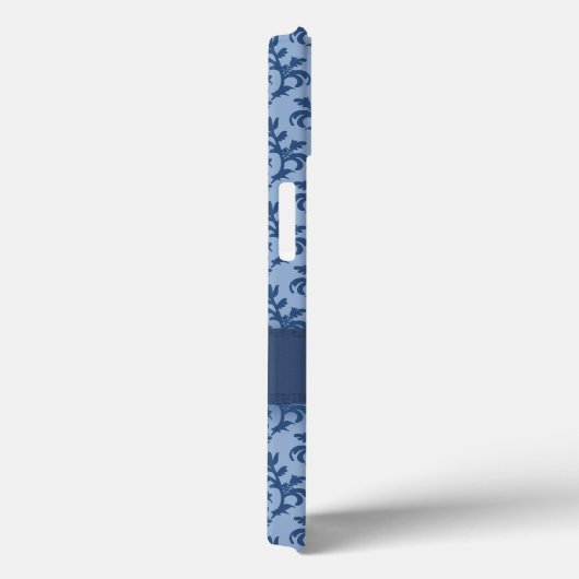 Tief blauer Botanischer Damast Case-Mate iPhone Hülle (Rückseite / Rechts)
