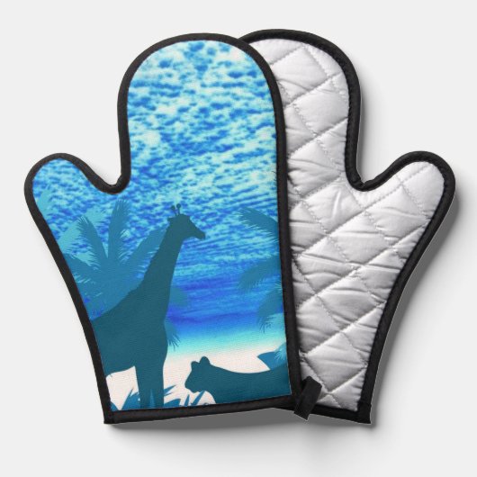 Tief blauer Ozeanwärmespeicher Ofen-Mitt Ofenhandschuh (Vorderseite/Rückseite)