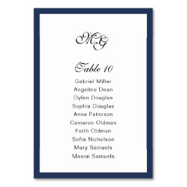 Tief blauer Rahmen. Moderne, stilvolle Hochzeit Tischnummer