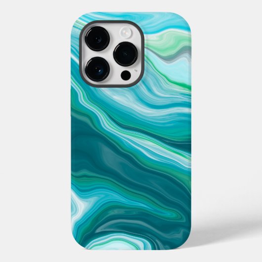 Tief blauer und Aquamariner grüner Marmor Kunst Case-Mate iPhone Hülle (Rückseite)