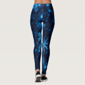 Tief blauer und heller Schneeflocken Leggings (Rückseite)
