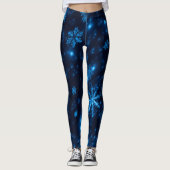 Tief blauer und heller Schneeflocken Leggings (Vorderseite)
