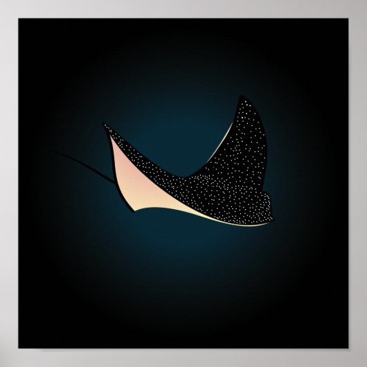 Tief blauer Unterwasser Gepunkteter See Ray Fish Poster (Vorne)