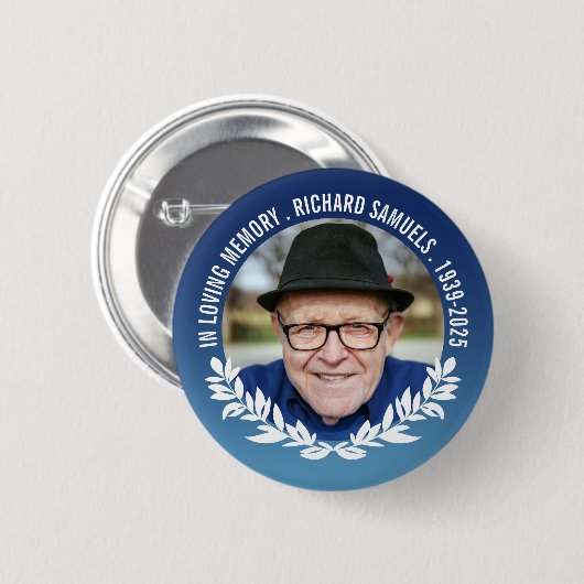 Tief blauer, weißer Halbschaden im Love Memory Fot Button (Vorne & Hinten)