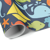 Tief blaues Meer-Nautikpapier Geschenkpapier (Rolleneckpunkt)