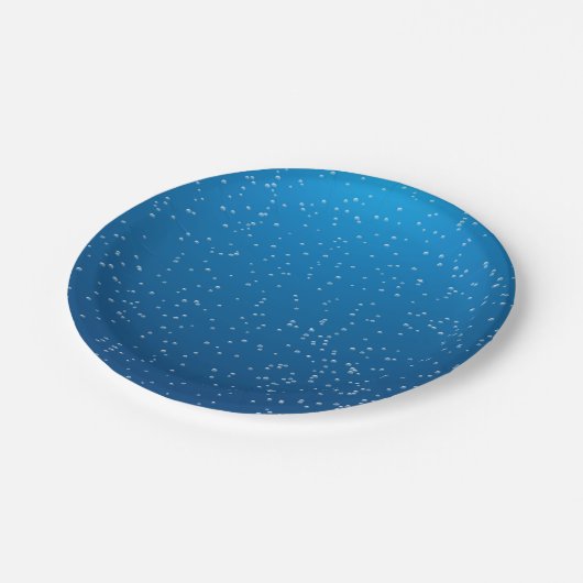 Tief blaues Wasser und winzige Blasen Pappteller (Schrägansicht)