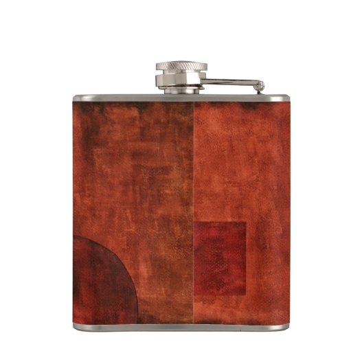 Tief-Crimson-Malerei mit geometrischen Formen Flachmann (Rückseite)