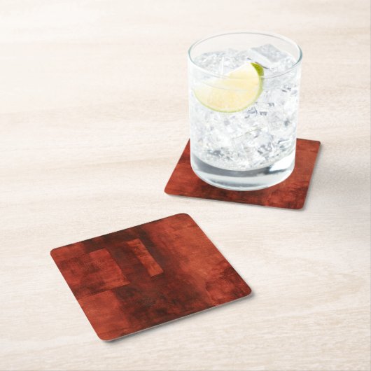 Tief-Crimson-Malerei mit geometrischen Formen Rechteckiger Pappuntersetzer (Vor Ort)