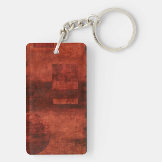 Tief-Crimson-Malerei mit geometrischen Formen Schlüsselanhänger (Rückseite)