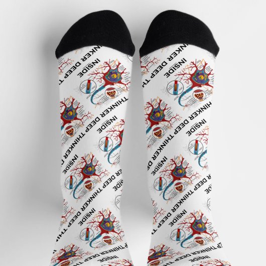 Tief denkende innere Neuron Synapse Geek Attitude Socken (Oben)