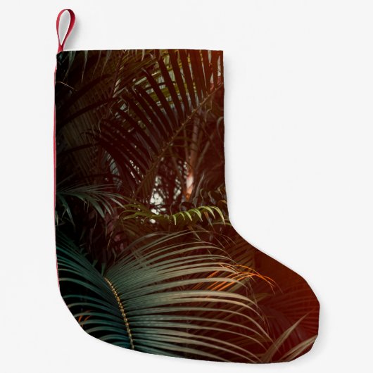 Tief dunkelgrüne Palmen Blätter mit hellen oder Kleiner Weihnachtsstrumpf (Vorderseite)