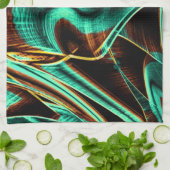 Tief gedrehte Bänder, Aquamarine und Coffeesoves Geschirrtuch (Gefaltet)