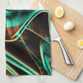 Tief gedrehte Bänder, Aquamarine und Coffeesoves Geschirrtuch (Viertel Falte)