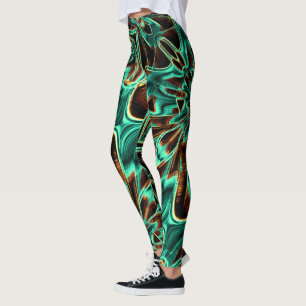 Tief gekalkte Bänder, Aquamarine und Coffee Groove Leggings