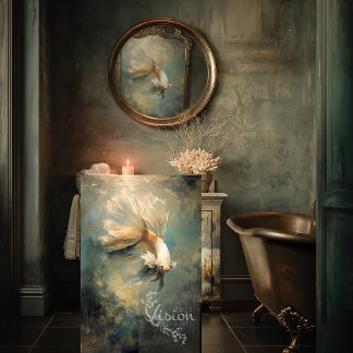 Tief Grace Golden Betta Fisch Teal Öl Kunst Seidenpapier